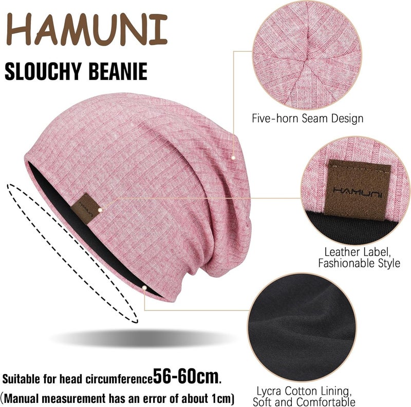 HAMUNI Slouchy Beanie for Men Women Soft Lightweight Running Beanie Hat Chemo Cap Skull Cap - Image 2